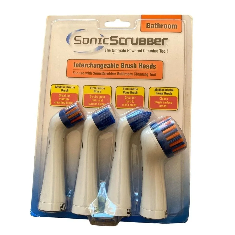 Sonic Scrubber Power Cleaner Interchangeable Brush‎ Heads Bathroom Cleaning Tool